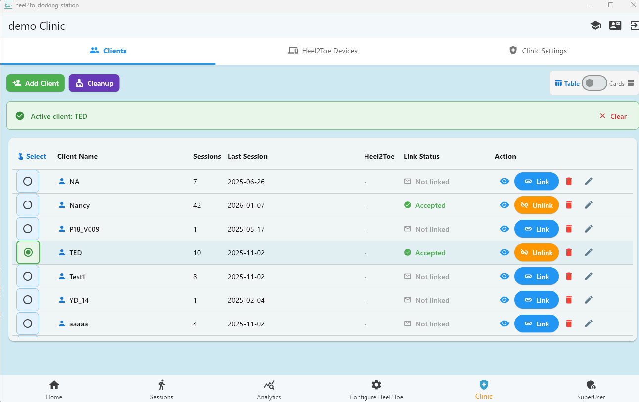 Liste des patients de la clinique